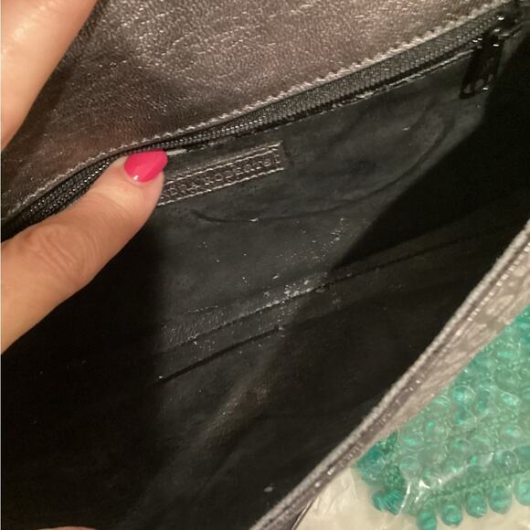 Sondra Roberts Croc Silver Gunmetal Evening Bag Purse Pocketbook Preloved - Picture 4 of 5